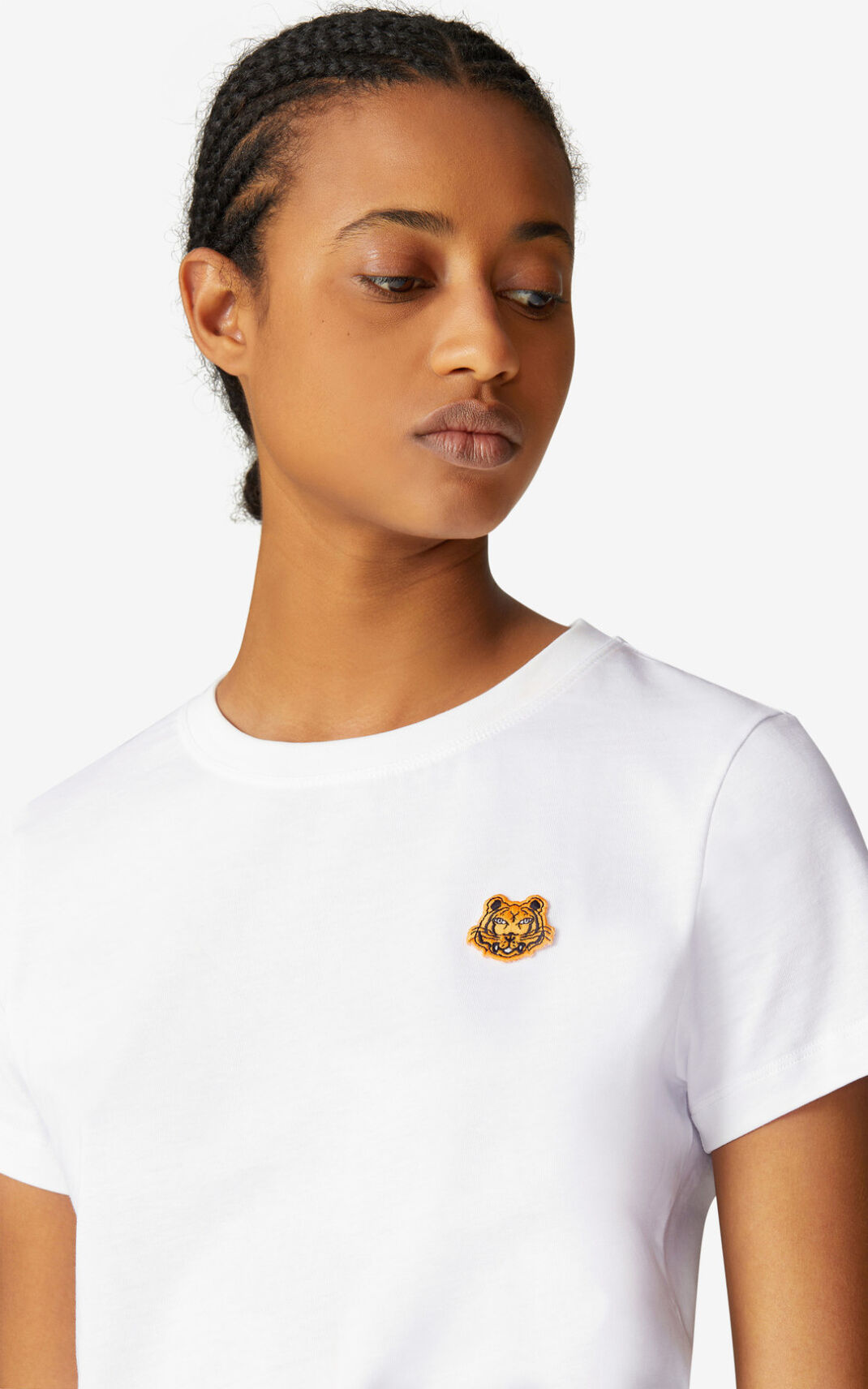 Kenzo Tiger Crest Camisetas Mujer Blancas | 9601378-DC